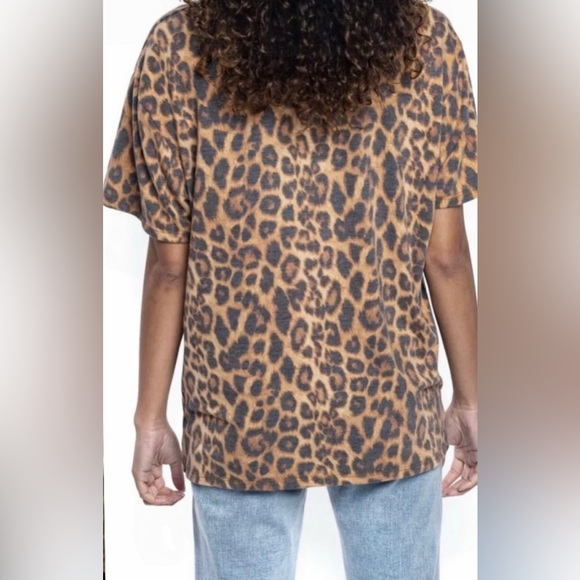 New! Found Denim Vintage Leopard/Pink Ringer T Shirt Size Large 🐆 - Picture 7 of 13